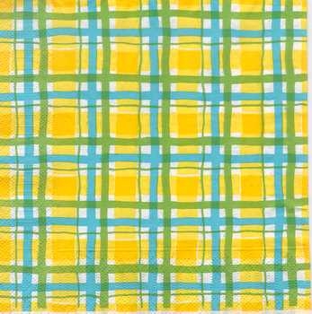 Serviette Karo, gelb-hellblau-grün, Rarität